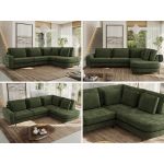 Narożnik CALENO L - strona prawa - ciemnozielony, szenil gładki