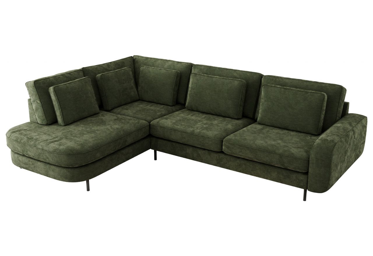 Narożnik CALENO L - strona prawa - ciemnozielony, szenil gładki