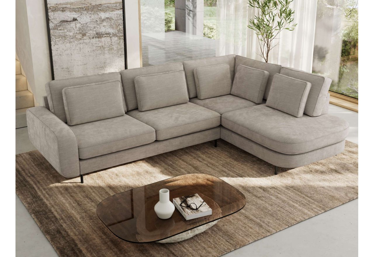 Narożnik CALENO L - strona prawa - jasnoszary, szenil gładki