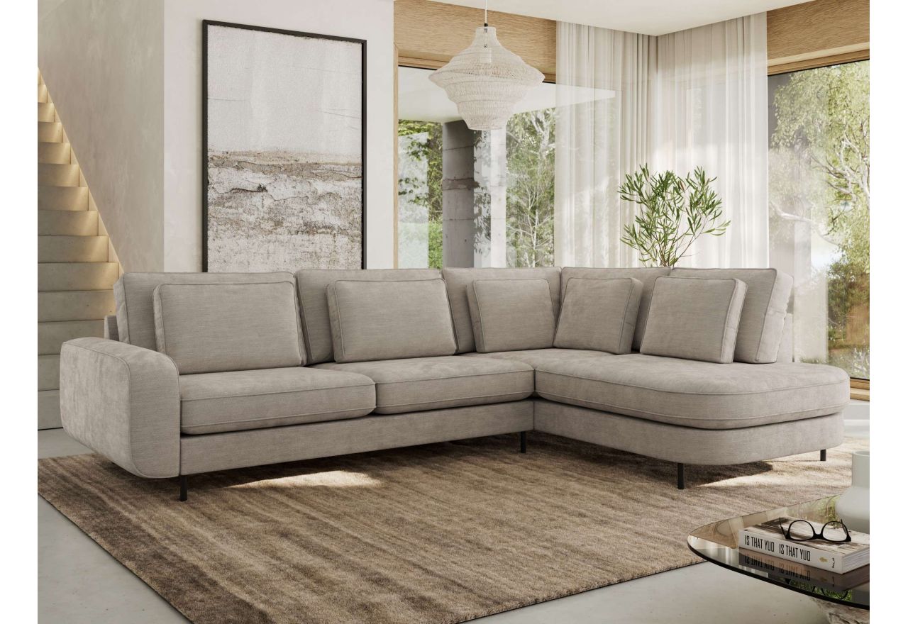 Narożnik CALENO L - strona prawa - jasnoszary, szenil gładki