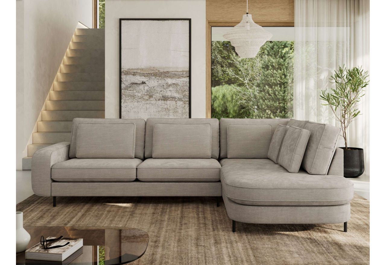 Narożnik CALENO L - strona prawa - jasnoszary, szenil gładki