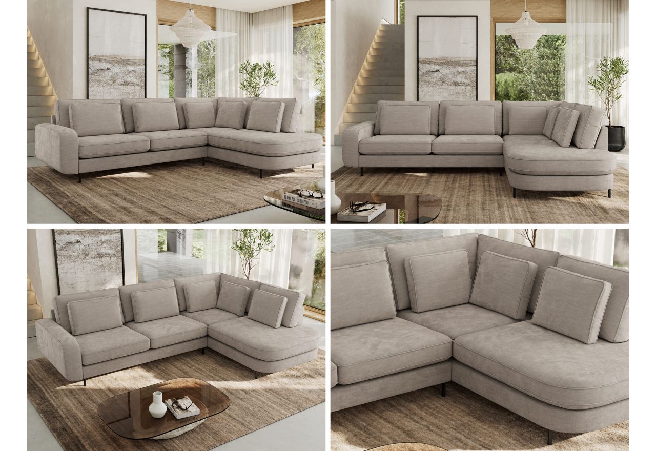 Narożnik CALENO L - strona prawa - jasnoszary, szenil gładki