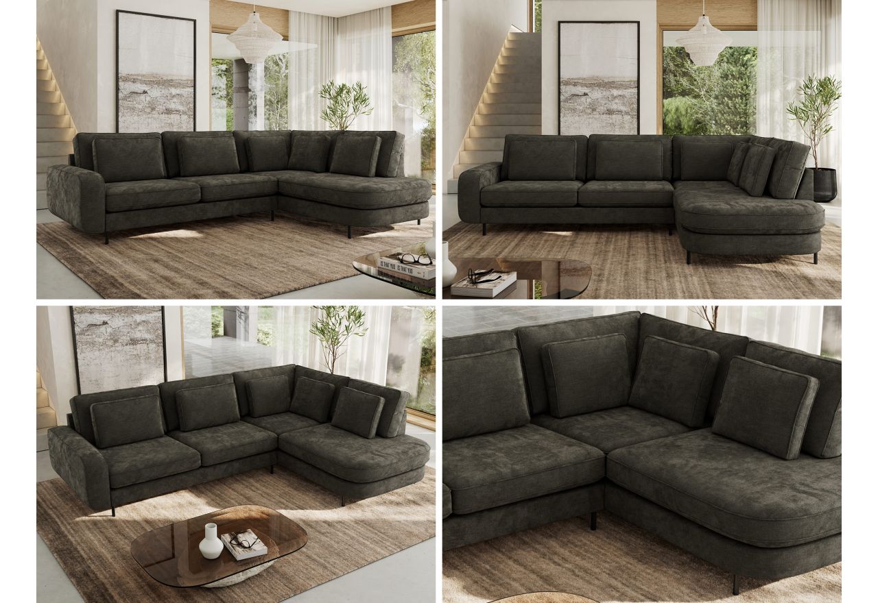 Narożnik CALENO L - strona prawa - ciemnoszary, szenil gładki