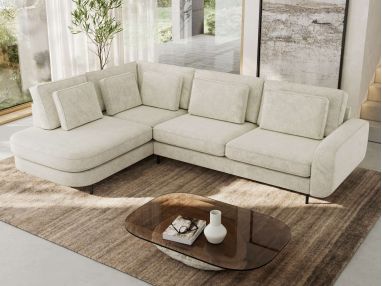 Narożnik CALENO L - strona lewa - kremowy, szenil grubo tkany