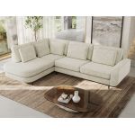 Narożnik CALENO L - strona lewa - kremowy, szenil grubo tkany