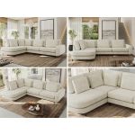 Narożnik CALENO L - strona lewa - kremowy, szenil grubo tkany