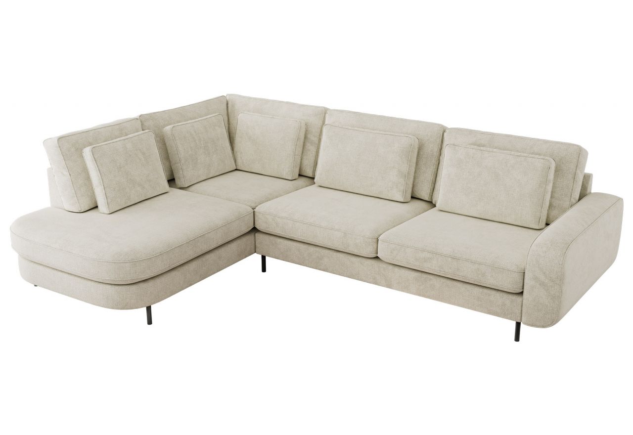 Narożnik CALENO L - strona lewa - kremowy, szenil grubo tkany