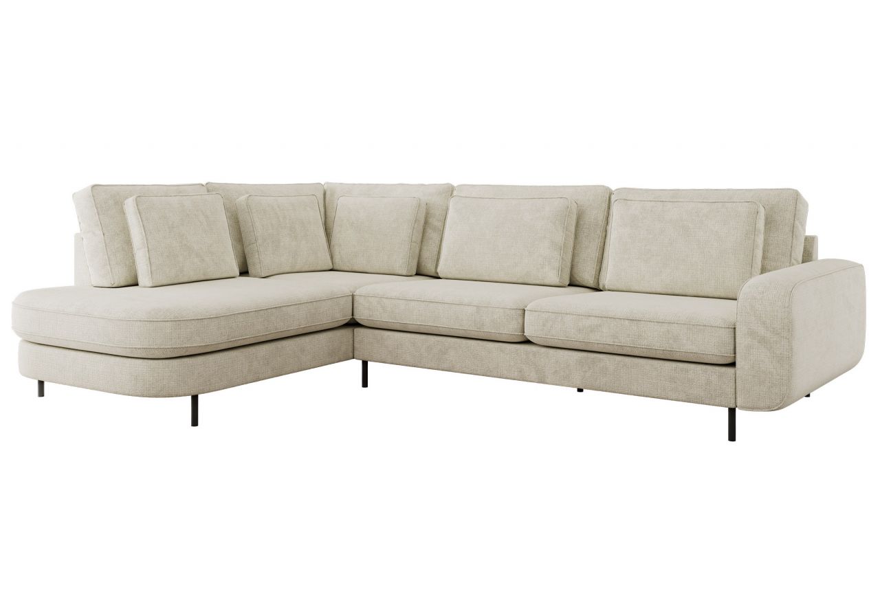 Narożnik CALENO L - strona lewa - kremowy, szenil grubo tkany