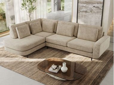 Narożnik CALENO L - strona lewa - beżowy, szenil grubo tkany