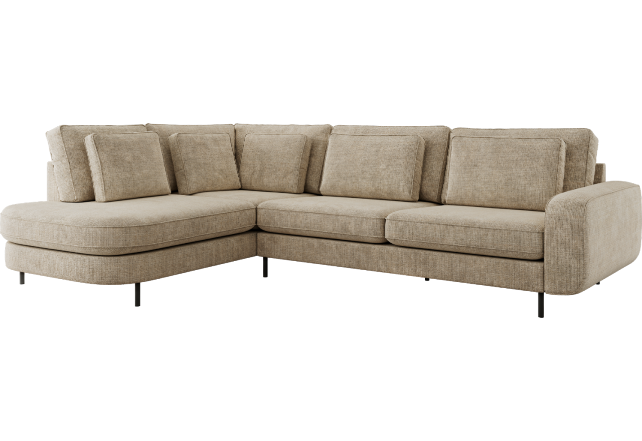 Narożnik CALENO L - strona lewa - beżowy, szenil grubo tkany