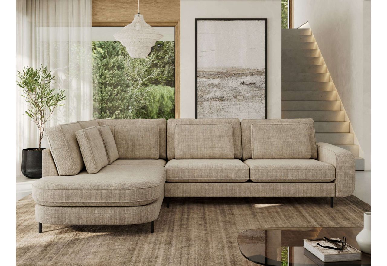 Narożnik CALENO L - strona lewa - beżowy, szenil grubo tkany