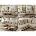 Narożnik CALENO L - strona lewa - beżowy, szenil grubo tkany