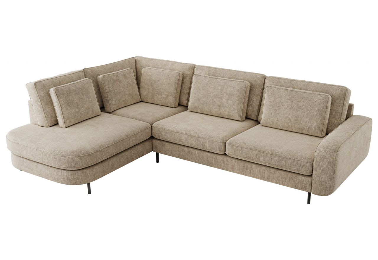 Narożnik CALENO L - strona lewa - beżowy, szenil grubo tkany