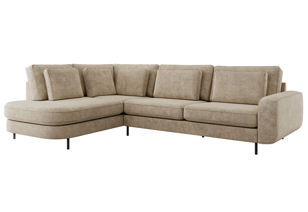 Narożnik CALENO L - strona lewa - beżowy, szenil grubo tkany