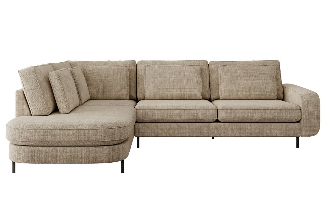 Narożnik CALENO L - strona lewa - beżowy, szenil grubo tkany