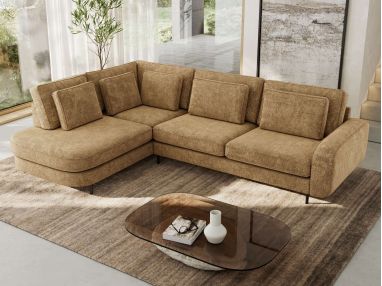 Narożnik CALENO L - strona lewa - jasnobrązowy, szenil grubo tkany