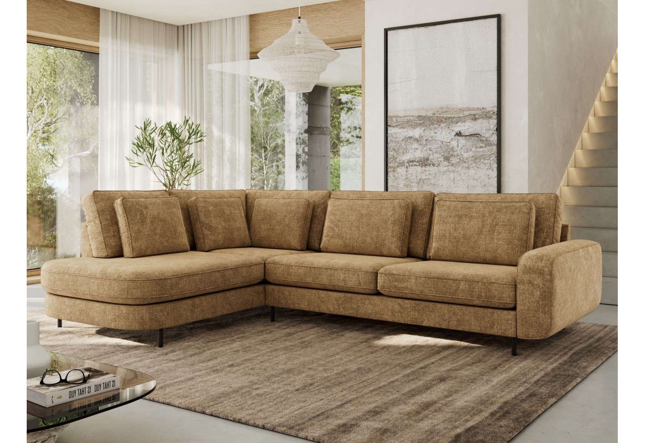 Narożnik CALENO L - strona lewa - jasnobrązowy, szenil grubo tkany