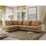 Narożnik CALENO L - strona lewa - jasnobrązowy, szenil grubo tkany