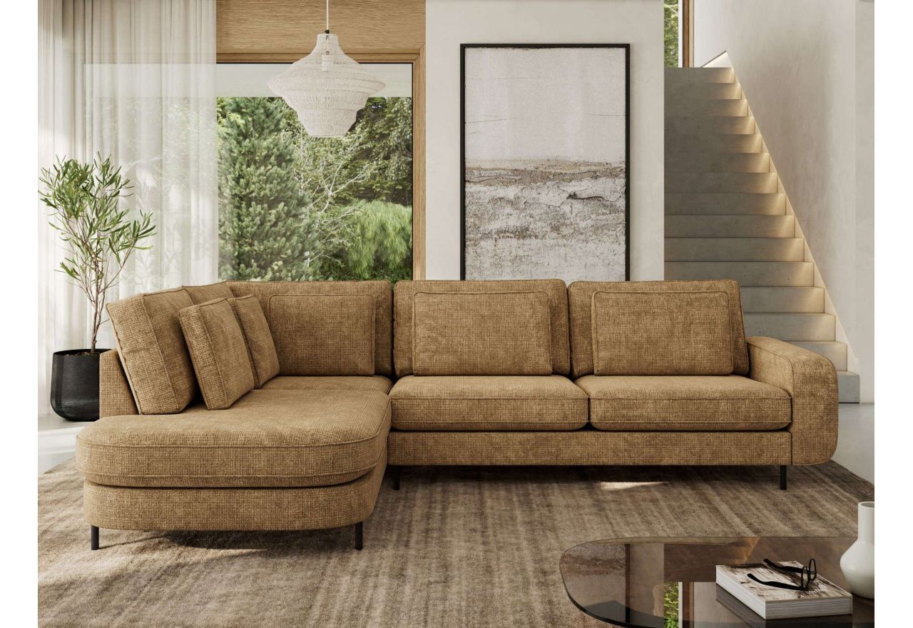 Narożnik CALENO L - strona lewa - jasnobrązowy, szenil grubo tkany