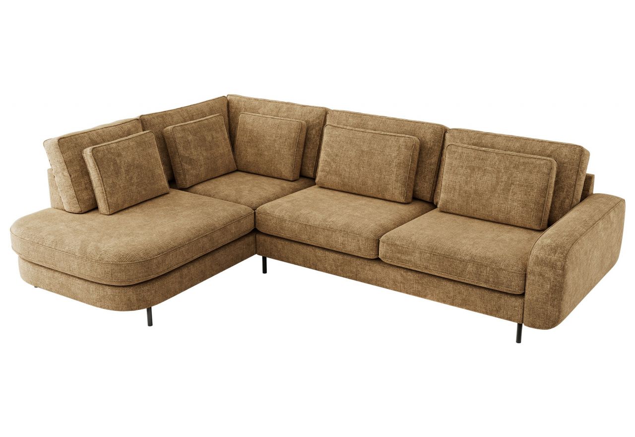 Narożnik CALENO L - strona lewa - jasnobrązowy, szenil grubo tkany