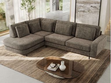 Narożnik CALENO L - strona lewa - brązowy, szenil grubo tkany