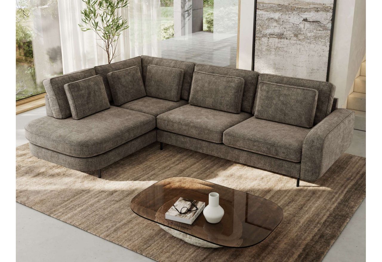 Narożnik CALENO L - strona lewa - brązowy, szenil grubo tkany