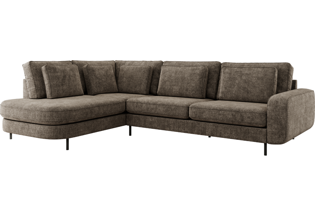 Narożnik CALENO L - strona lewa - brązowy, szenil grubo tkany