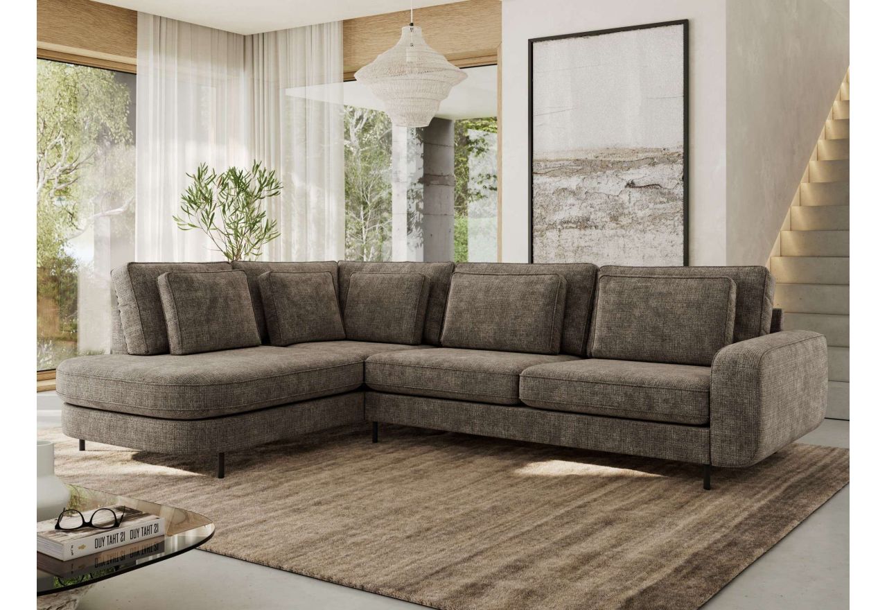 Narożnik CALENO L - strona lewa - brązowy, szenil grubo tkany