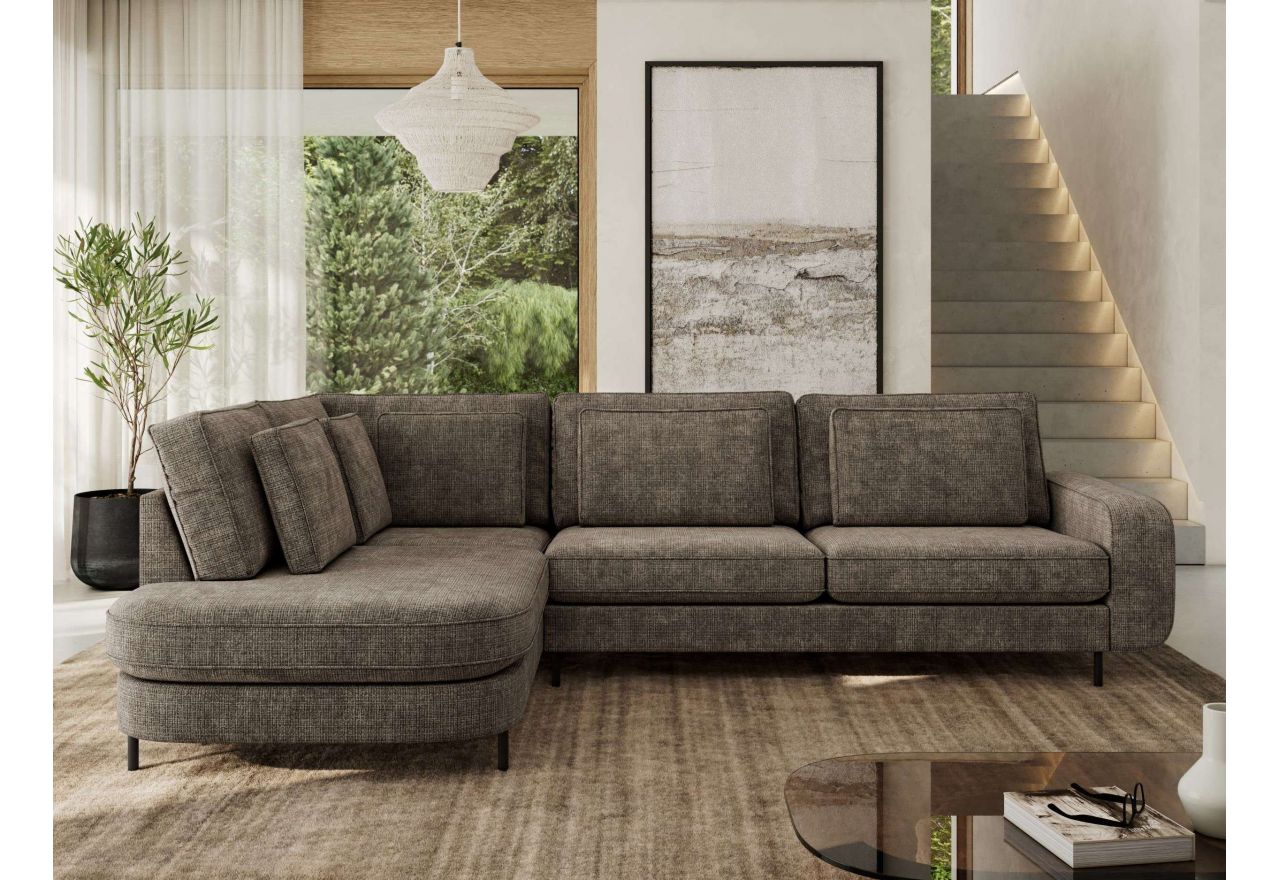 Narożnik CALENO L - strona lewa - brązowy, szenil grubo tkany