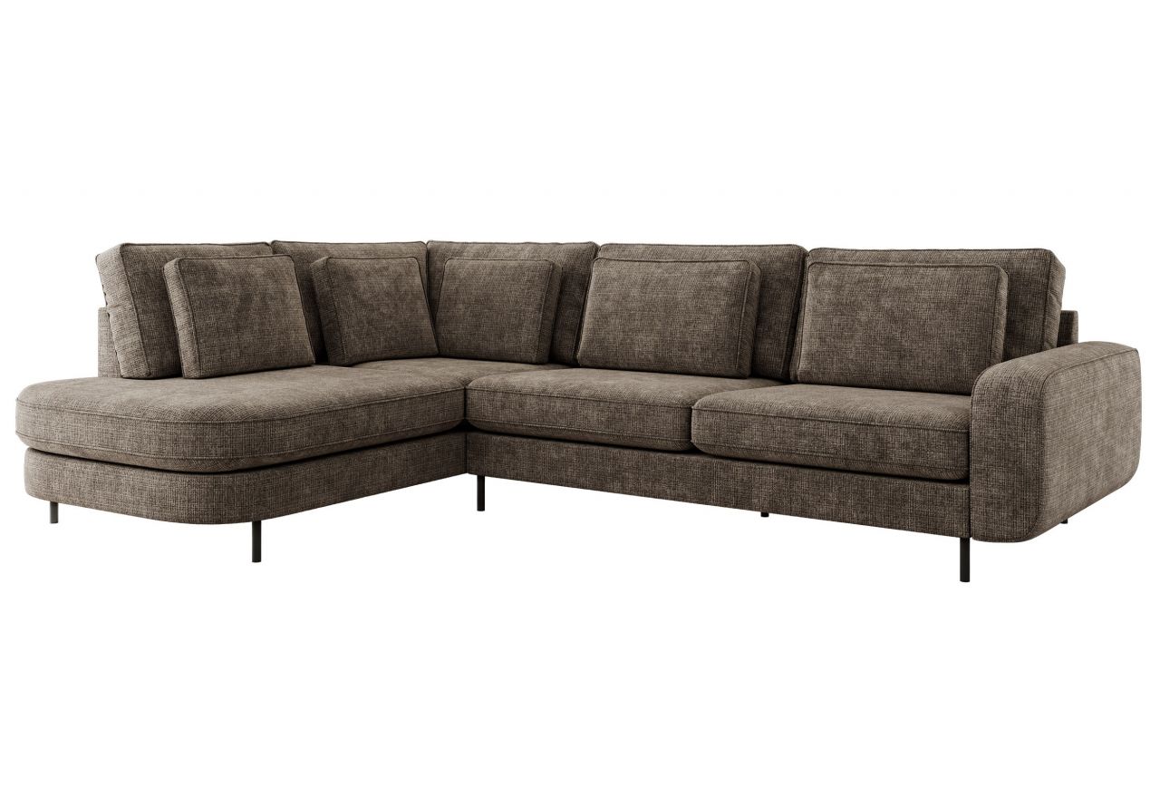 Narożnik CALENO L - strona lewa - brązowy, szenil grubo tkany