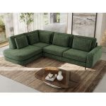 Narożnik CALENO L - strona lewa - ciemnozielony, szenil grubo tkany