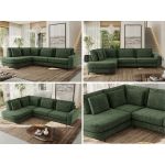 Narożnik CALENO L - strona lewa - ciemnozielony, szenil grubo tkany