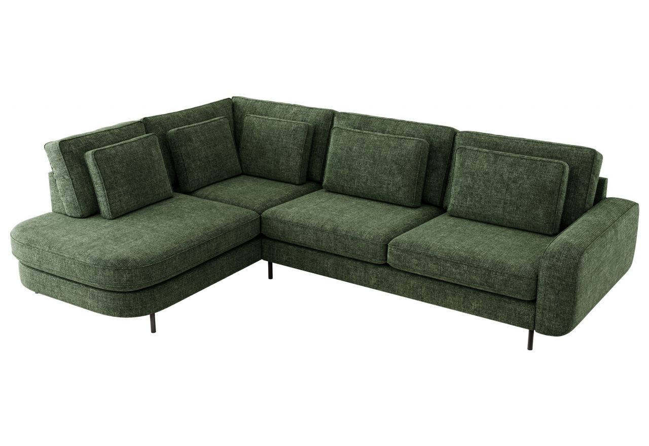 Narożnik CALENO L - strona lewa - ciemnozielony, szenil grubo tkany