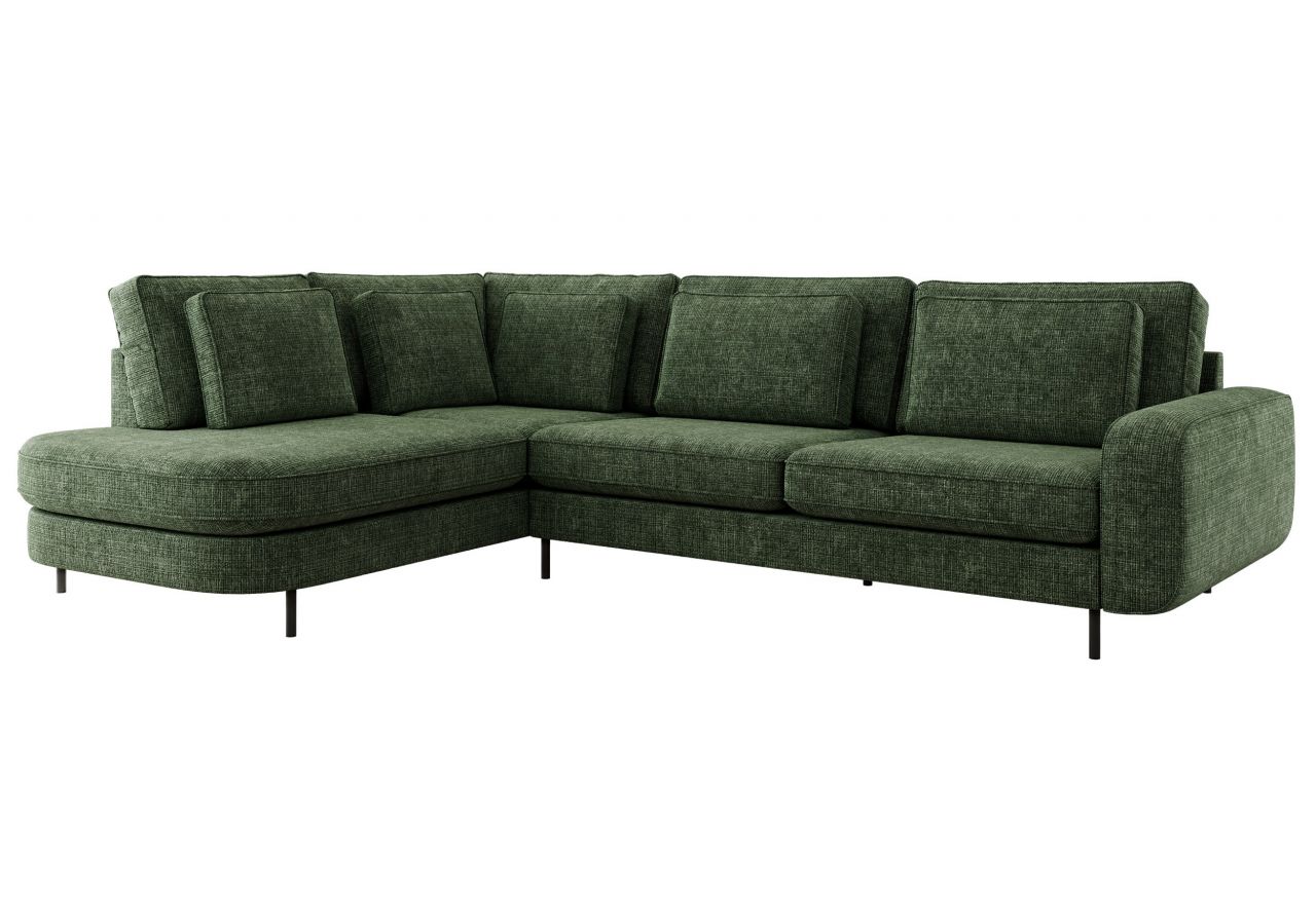 Narożnik CALENO L - strona lewa - ciemnozielony, szenil grubo tkany