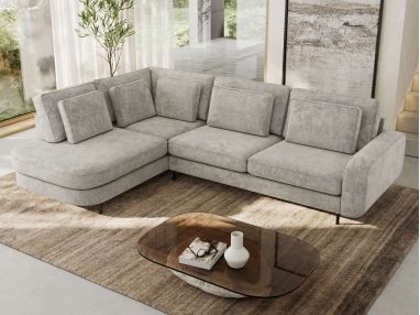 Narożnik CALENO L - strona lewa - jasnoszary, szenil grubo tkany