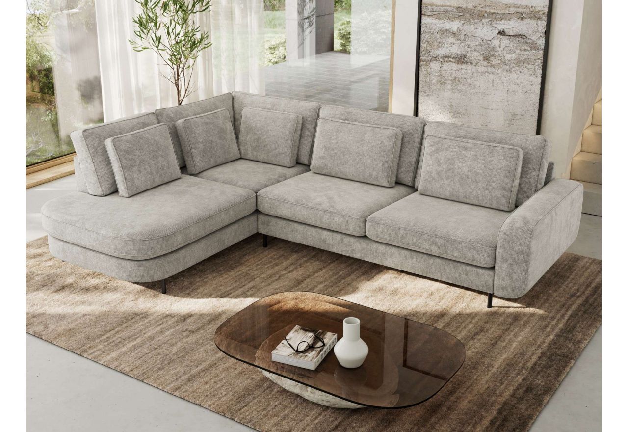 Narożnik CALENO L - strona lewa - jasnoszary, szenil grubo tkany