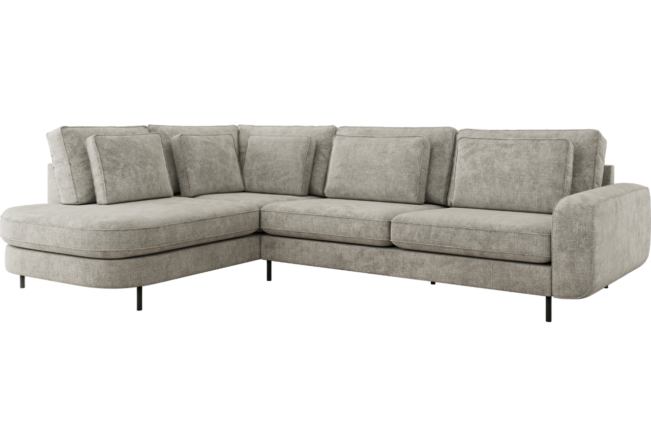 Narożnik CALENO L - strona lewa - jasnoszary, szenil grubo tkany