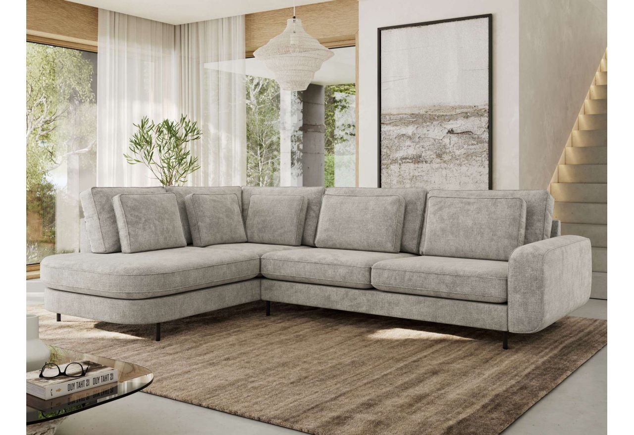 Narożnik CALENO L - strona lewa - jasnoszary, szenil grubo tkany