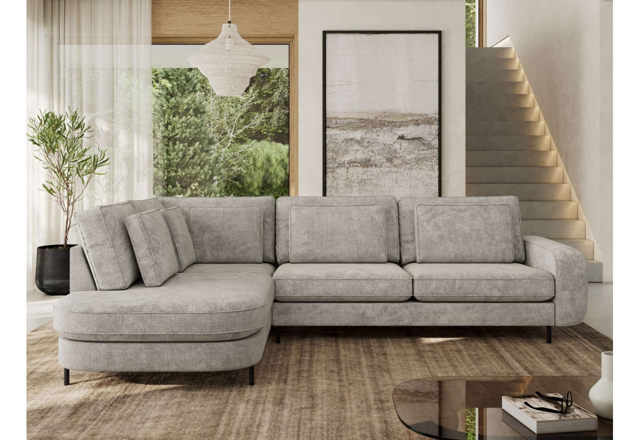 Narożnik CALENO L - strona lewa - jasnoszary, szenil grubo tkany