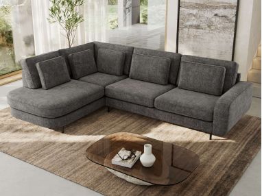 Narożnik CALENO L - strona lewa - szary, szenil grubo tkany