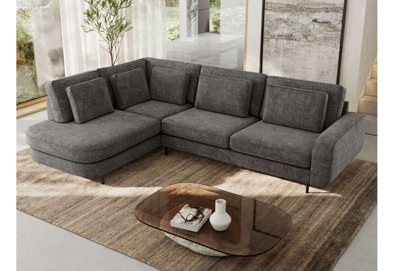 Narożnik CALENO L - strona lewa - szary, szenil grubo tkany