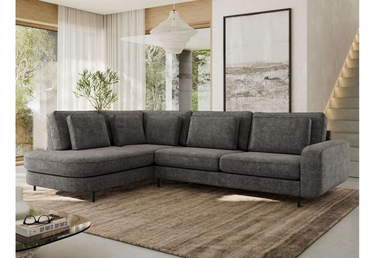 Narożnik CALENO L - strona lewa - szary, szenil grubo tkany