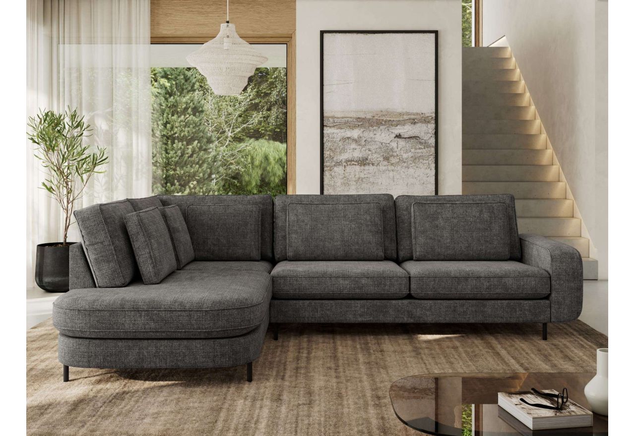 Narożnik CALENO L - strona lewa - szary, szenil grubo tkany