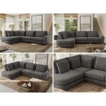 Narożnik CALENO L - strona lewa - szary, szenil grubo tkany