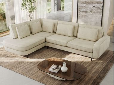 Narożnik CALENO L - strona lewa - beżowy, welwet