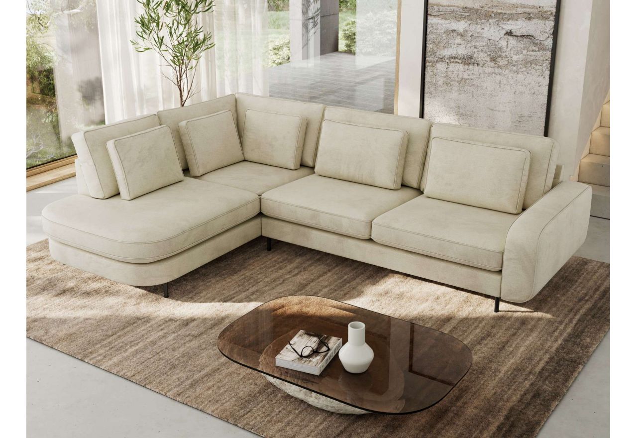 Narożnik CALENO L - strona lewa - beżowy, welwet