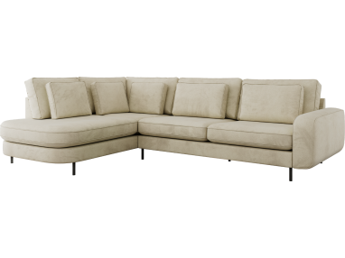 Narożnik CALENO L - strona lewa - beżowy, welwet
