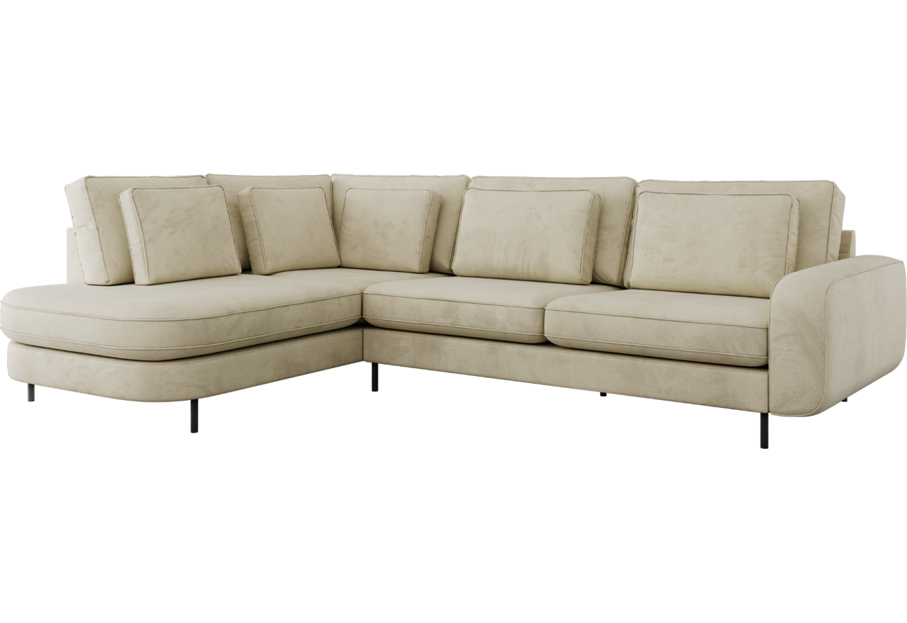 Narożnik CALENO L - strona lewa - beżowy, welwet