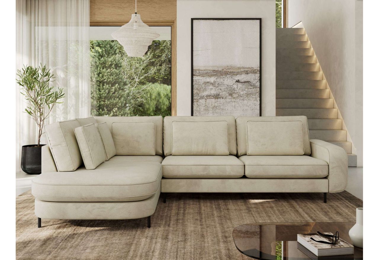 Narożnik CALENO L - strona lewa - beżowy, welwet