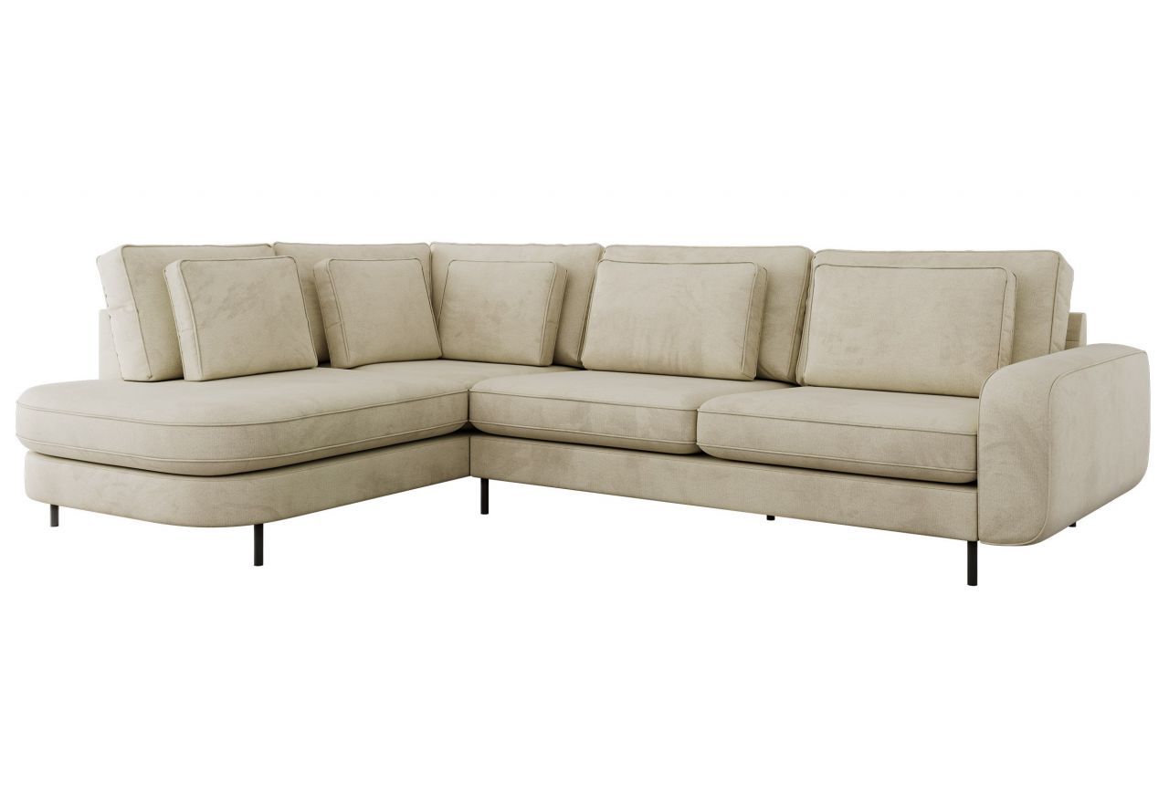 Narożnik CALENO L - strona lewa - beżowy, welwet